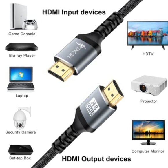 4Pack-SNESH 8K-60HZ, 6.6FT High Speed 3D 2K/144HZ HDMI Cable - Picture 2 of 8
